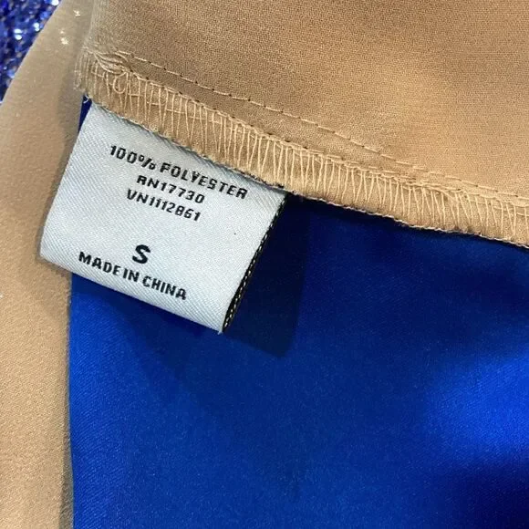 NWT Tracy Reese x Neiman Marcus Blue Sequin Short Sleeve Blouse Top S - Picture 11 of 12